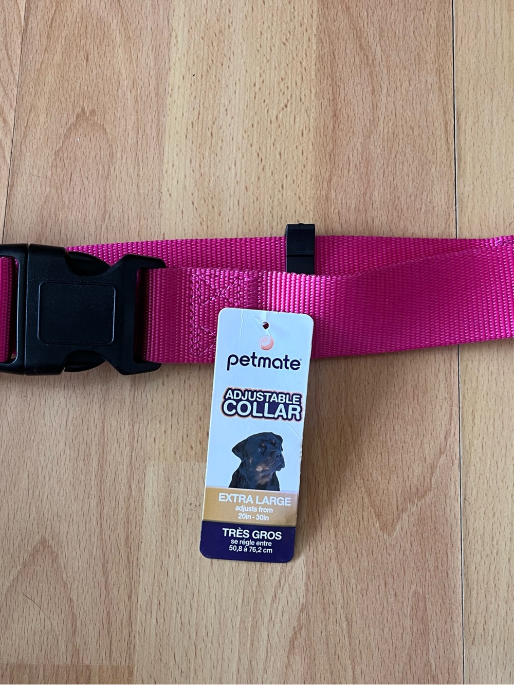 XL Petmate Hot Pink Adjustable Dog Collar with Metal Ring